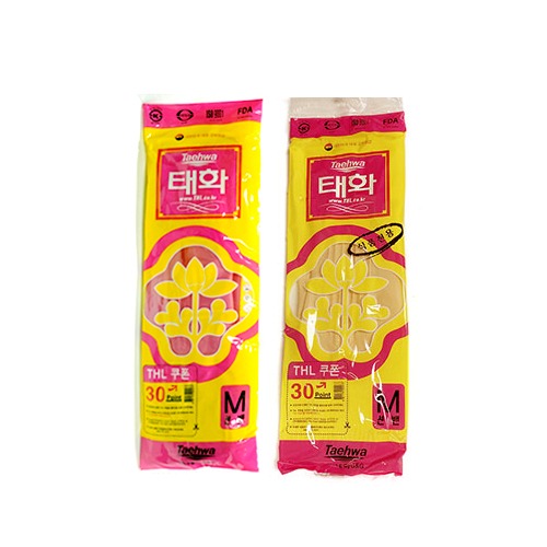 태화고무장갑 M (선밴) / 핑크, 아이보리(식품전용) 10켤레